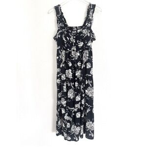 Nom Maternity Emma During & After Floral Tiered Sleeveless Maxi Dress, Navy